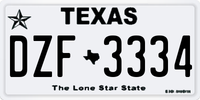 TX license plate DZF3334