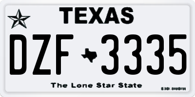 TX license plate DZF3335