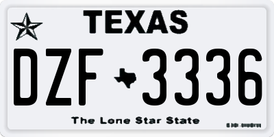 TX license plate DZF3336