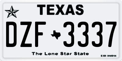 TX license plate DZF3337