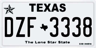 TX license plate DZF3338