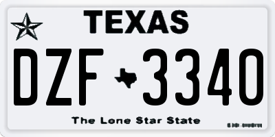 TX license plate DZF3340