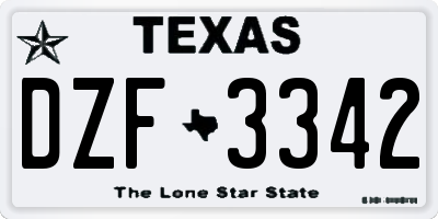 TX license plate DZF3342