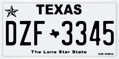 TX license plate DZF3345