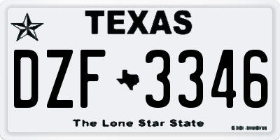 TX license plate DZF3346