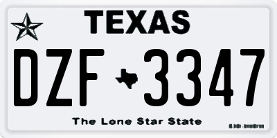TX license plate DZF3347