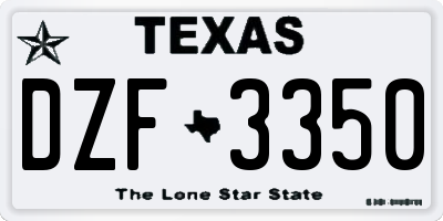 TX license plate DZF3350