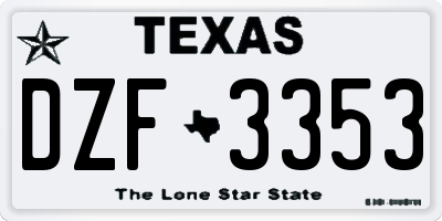 TX license plate DZF3353