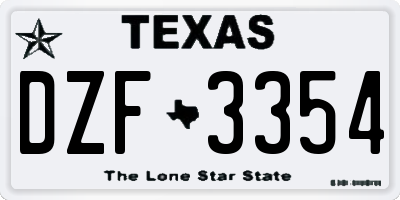 TX license plate DZF3354