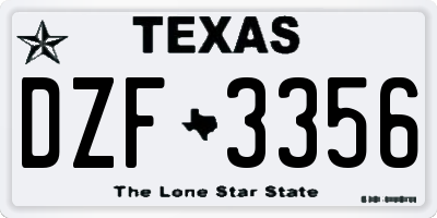 TX license plate DZF3356
