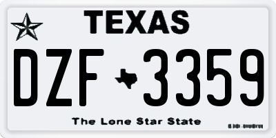 TX license plate DZF3359