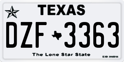 TX license plate DZF3363
