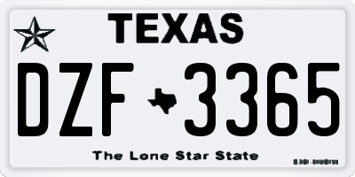 TX license plate DZF3365