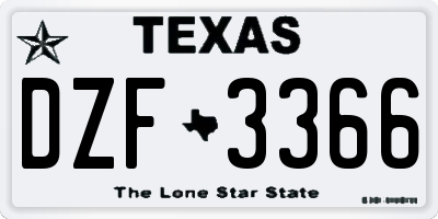 TX license plate DZF3366