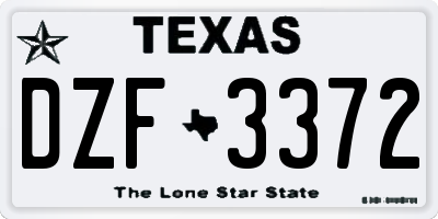 TX license plate DZF3372