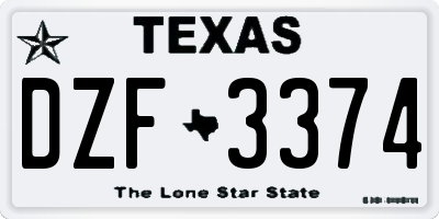 TX license plate DZF3374