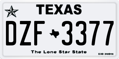 TX license plate DZF3377