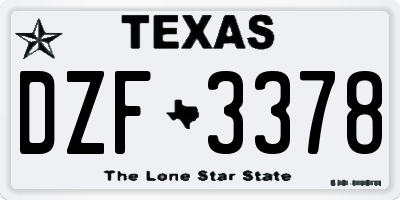 TX license plate DZF3378