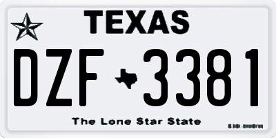 TX license plate DZF3381