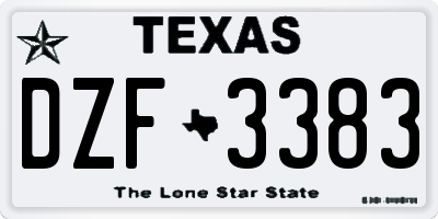 TX license plate DZF3383