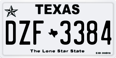 TX license plate DZF3384