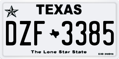 TX license plate DZF3385
