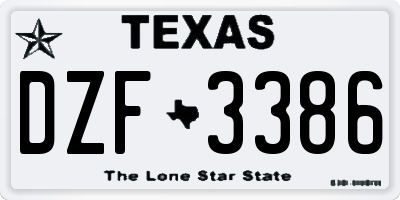 TX license plate DZF3386