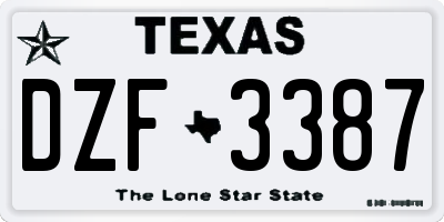 TX license plate DZF3387