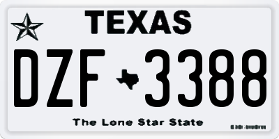 TX license plate DZF3388