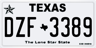 TX license plate DZF3389