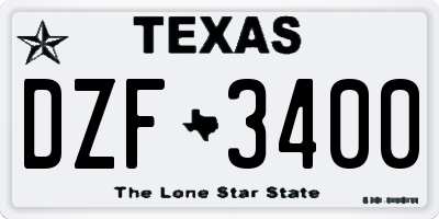 TX license plate DZF3400