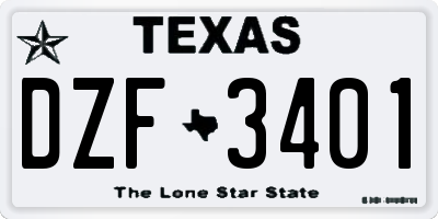 TX license plate DZF3401