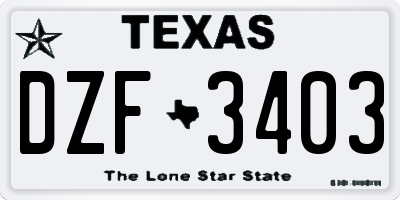 TX license plate DZF3403