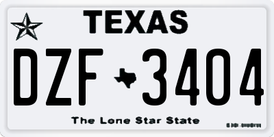 TX license plate DZF3404
