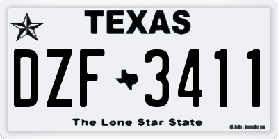 TX license plate DZF3411