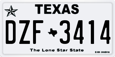 TX license plate DZF3414