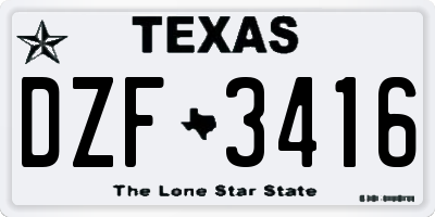 TX license plate DZF3416