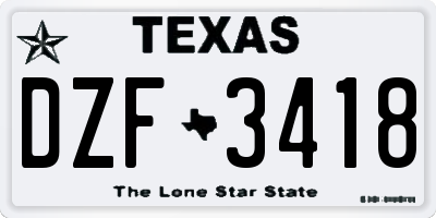 TX license plate DZF3418
