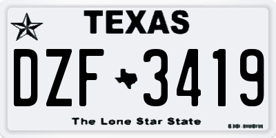 TX license plate DZF3419