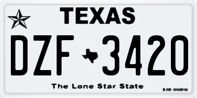 TX license plate DZF3420