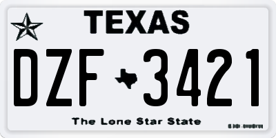 TX license plate DZF3421