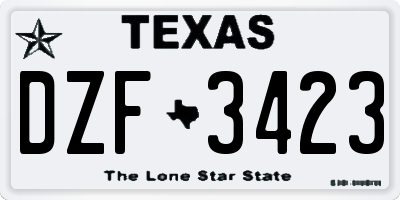 TX license plate DZF3423