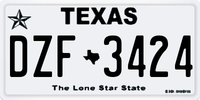 TX license plate DZF3424
