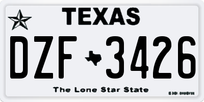 TX license plate DZF3426