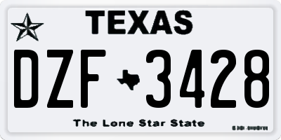 TX license plate DZF3428