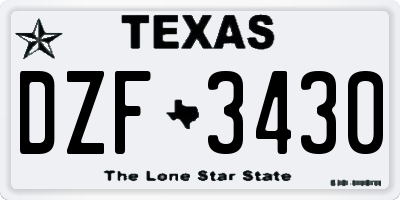 TX license plate DZF3430