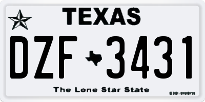 TX license plate DZF3431