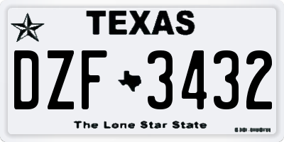 TX license plate DZF3432
