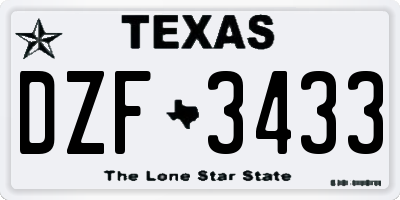 TX license plate DZF3433