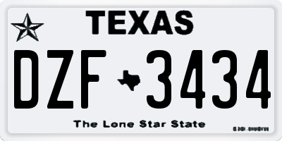 TX license plate DZF3434
